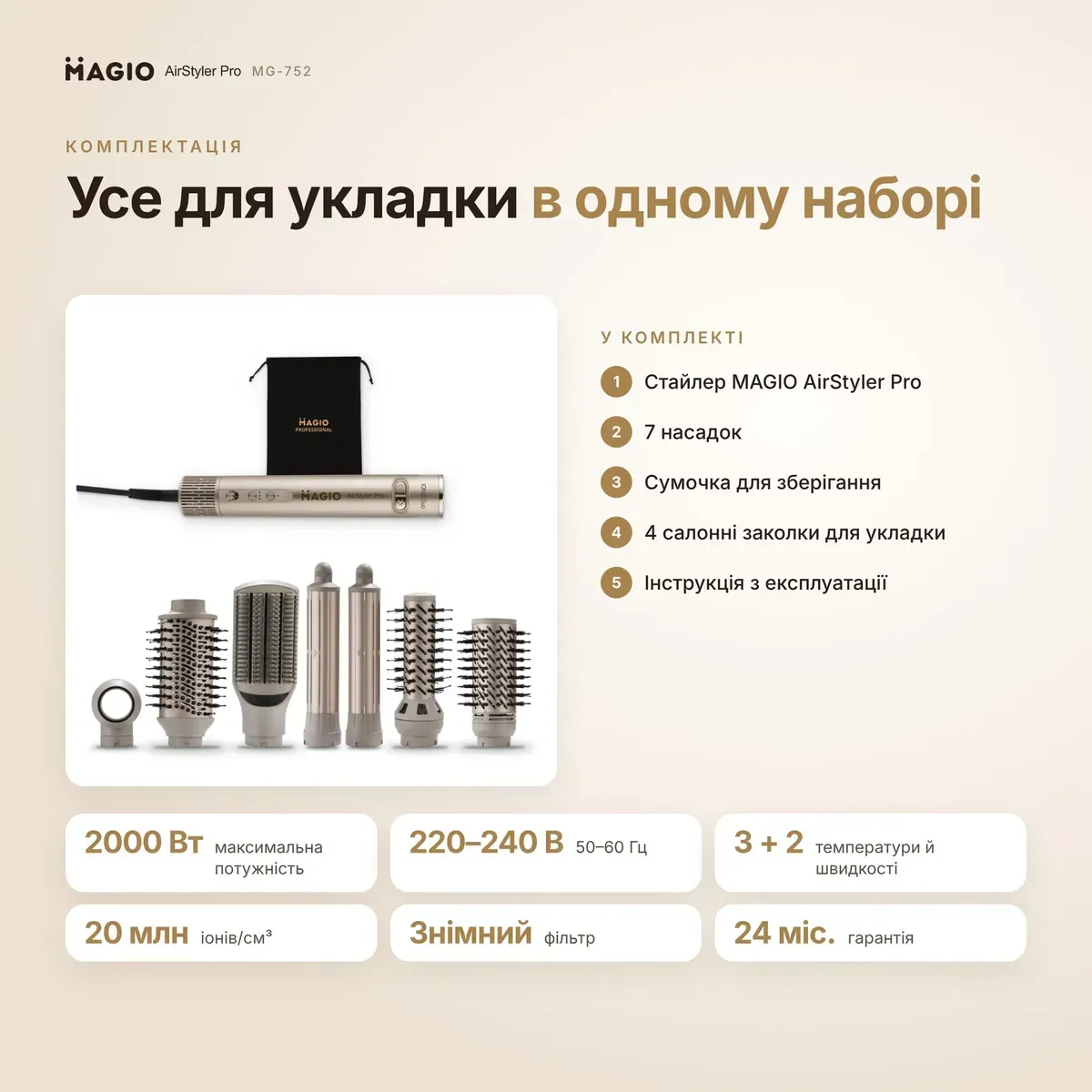 Комплектація та характеристики MAGIO MG-752