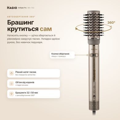 Автообертання брашингу 360&deg; MAGIO AirStyler Pro